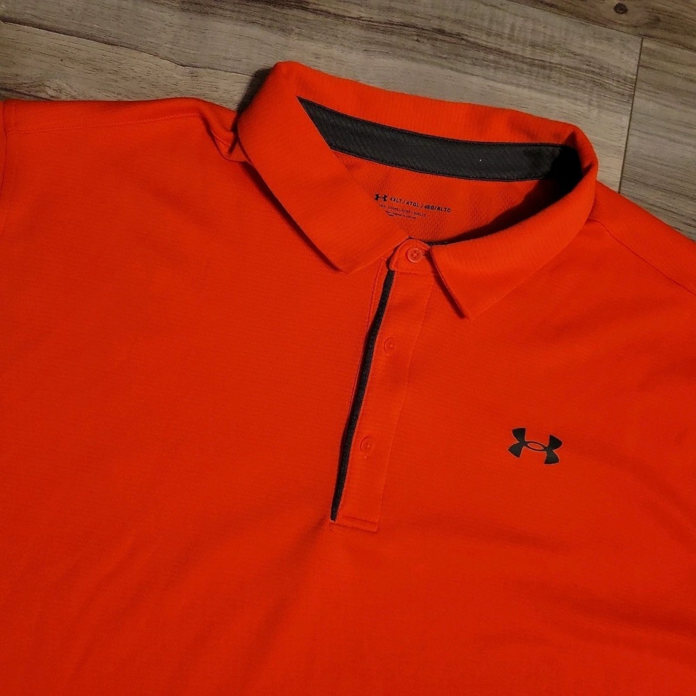 Under Armour Golf Polo Shirt Mens 4XLT Orange Performance Stretch SS